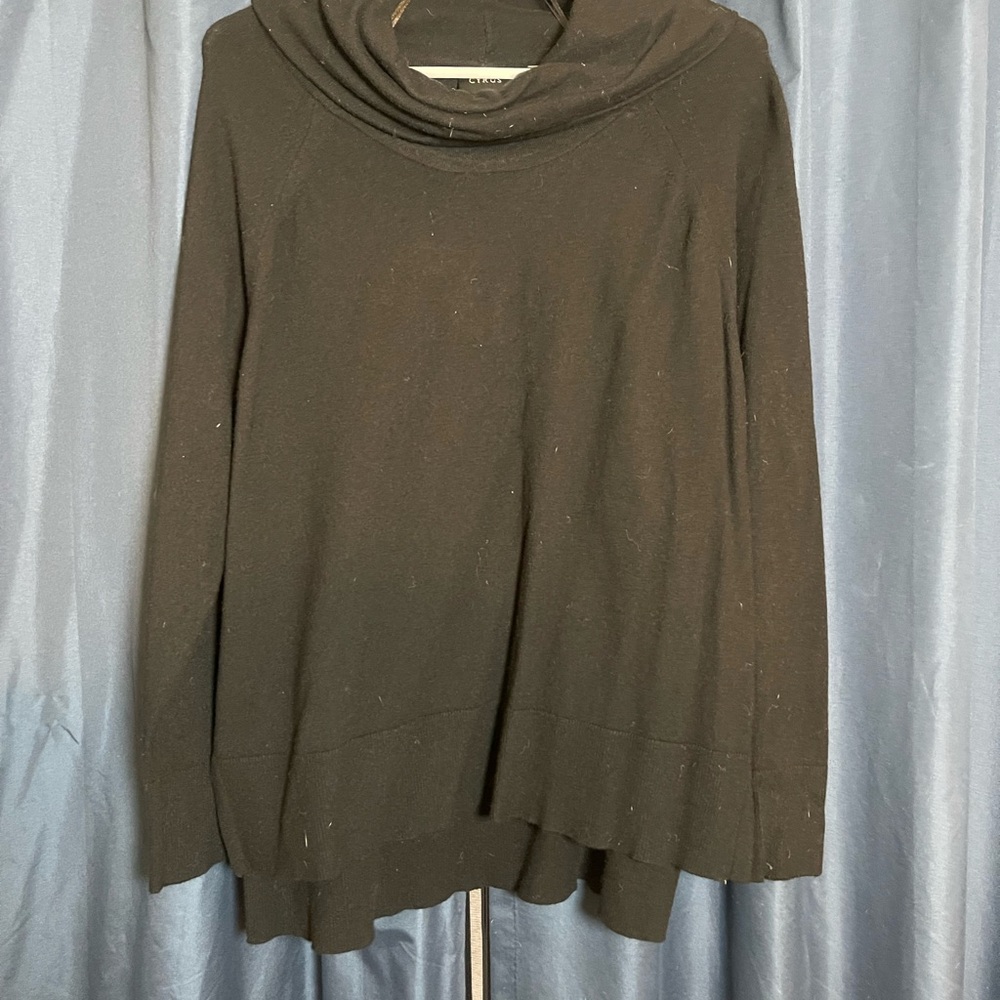 Cyrus Women's Elegant Black Cowl Neck Sweater